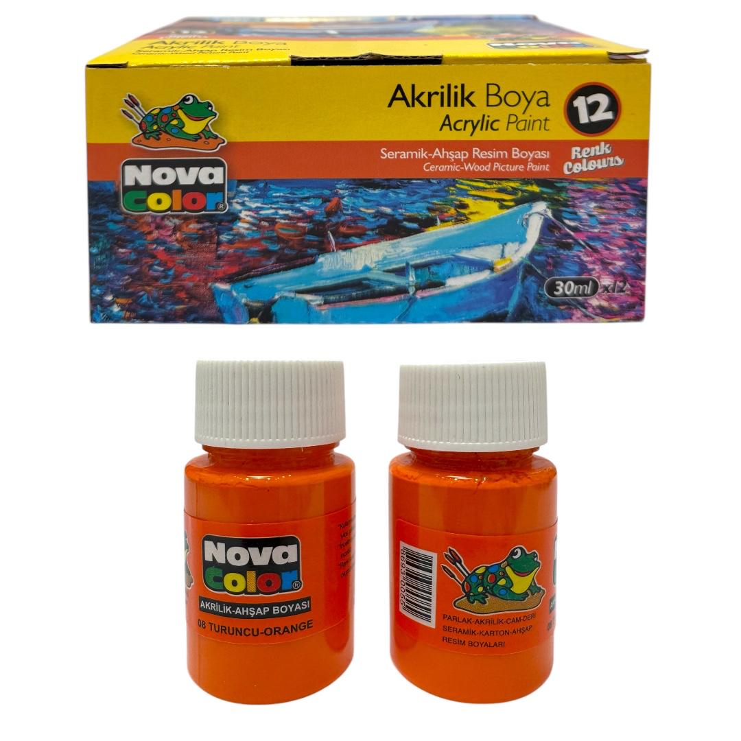 NOVA COLOR AKRİLİK BOYA TURUNCU RENK 12'Lİ PAKET